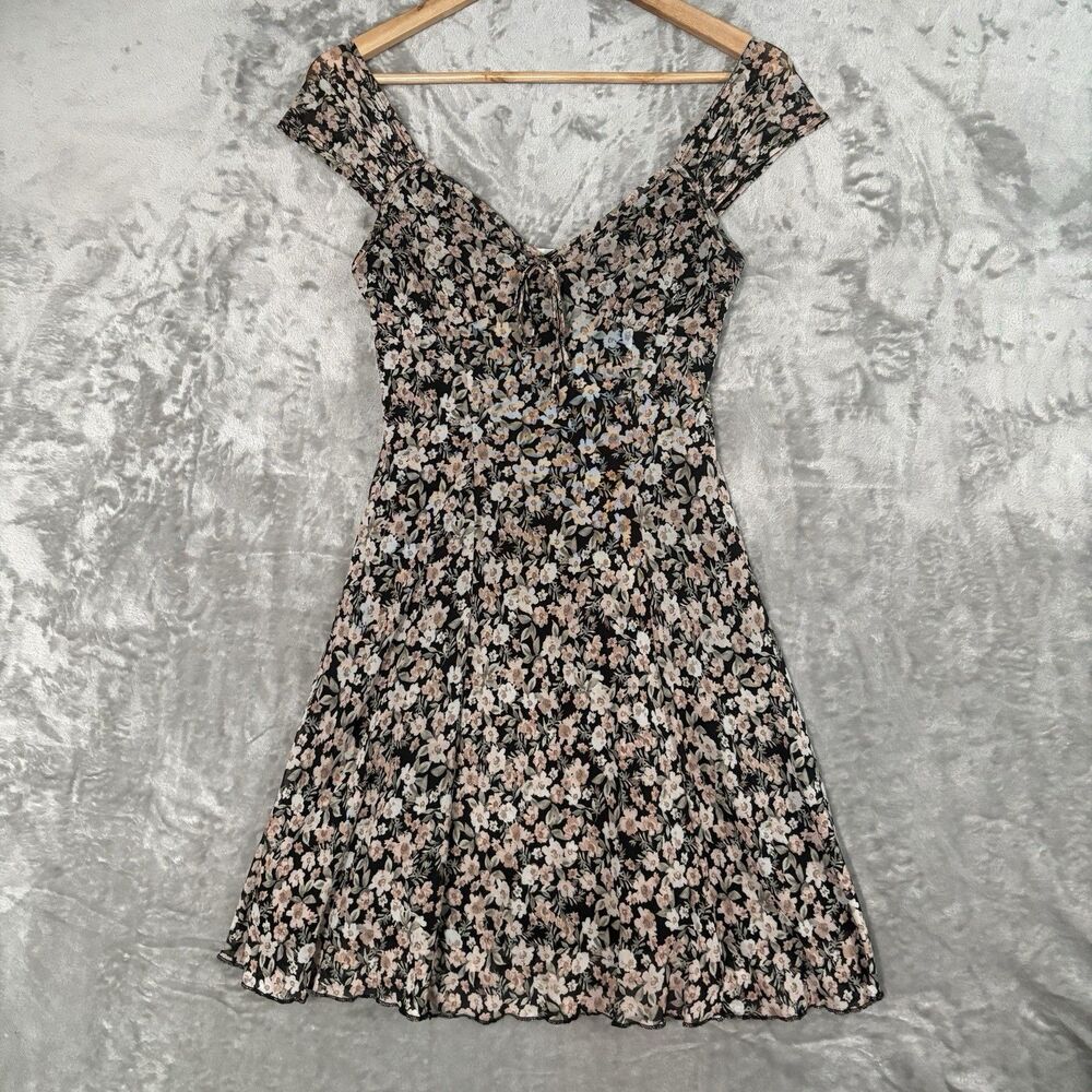No Comment Floral Mesh Sweetheart A-Line Dress S — Cottagecore Grunge Coquette